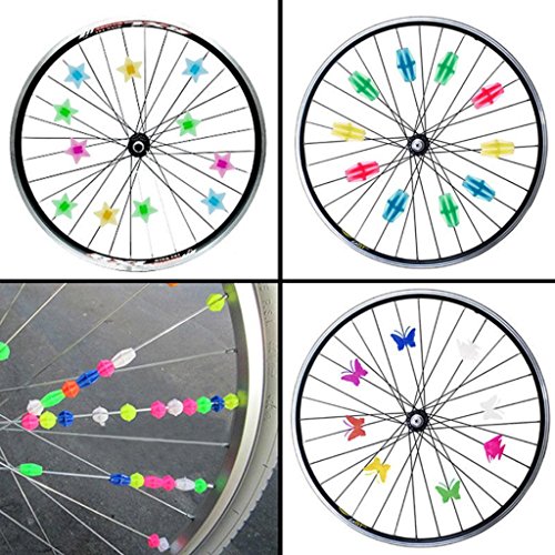 MOMOONNON 170 Counts Colorful Bike Wheel Beads Bicycle Decoration Spoke Beads Biking Accessories for Kids, and Patterns - Thumbnail 2