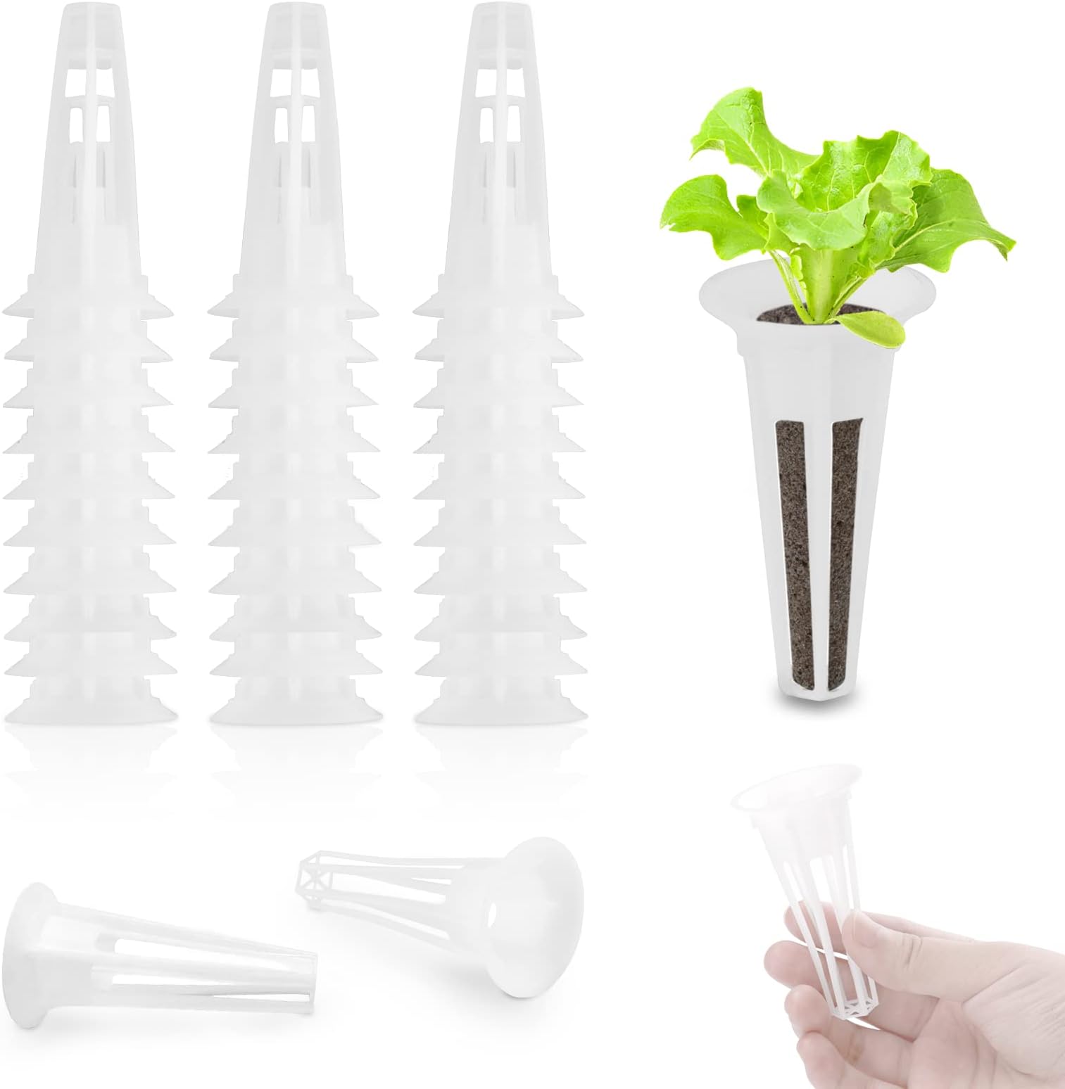 VIC VSEE 30 Pack Replacement Grow Baskets, Seed Pod Baskets Hydroponics Baskets for AeroGarden, Durable Plastic Plant Growing Containers, Grow Sponges Baskets Kit for Hydroponics Growing System