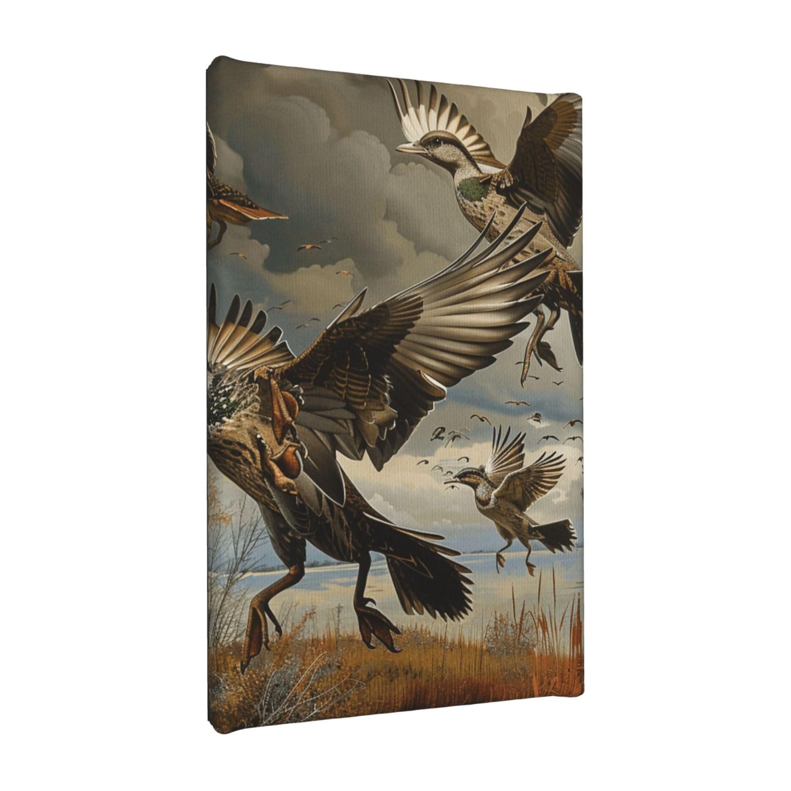 YKLJG Hunting Flying Wild Printed Wall Art Canvas Painting 20x30 CM Wooden Framed Picture Painting Artwork Prints for Bedroom Kitchen Home Office Decor