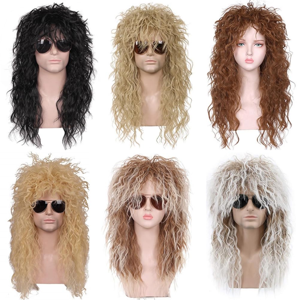 55cm/22inch Fluffy Long Curly for Men Halloween Wig Fluffy 230g High Temperature Fiber Machine Made (YN665Blonde2)