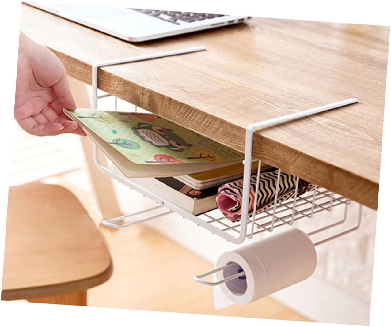 2pcs Cabinet Hanging Rack White Kitchen Storage Shelf under Table Partition Organizer for Efficient Space Utilization Heavy Duty for Home Organization