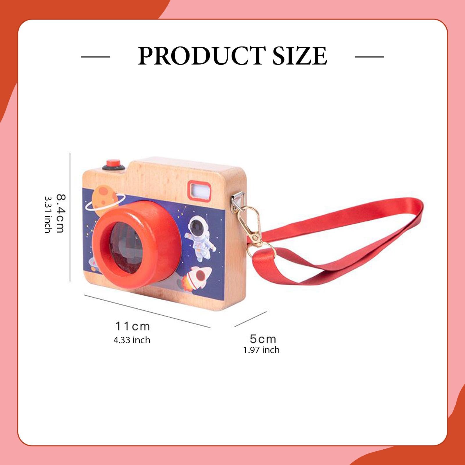 Harilla Mini Appareil Photo En Bois avec Bandoulière Ajustable et Lentille