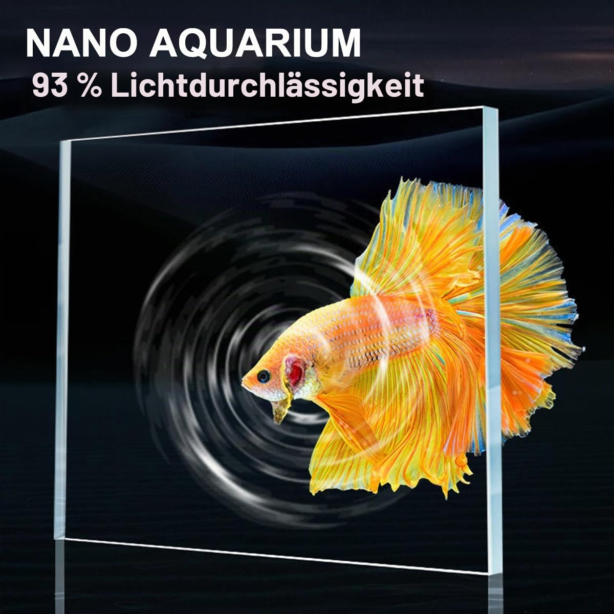 10 l Aquarium, Nano-Glas-Aquarium, Upgrade-Filtersystem und LED-Licht, für Süßwasser und Marine, Filterbälle im Lieferumfang enthalten (Weiß, 10 l)
