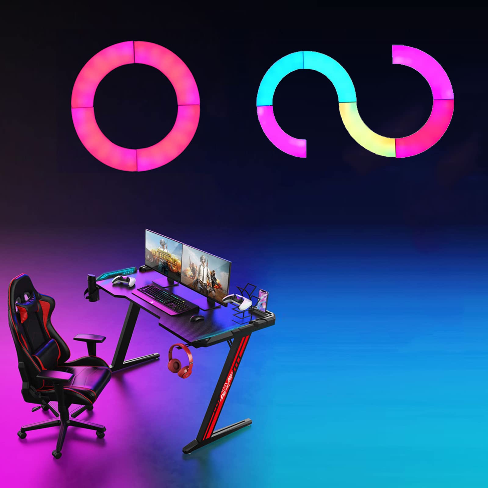 Pannelli LED RGB, LED Smart Splicing Light, Controllo Touch Fai da Te Gaming Accessori Stanza, Luce Notturna Adatto per Feste/Sale Giochi/Camera dei Bambini