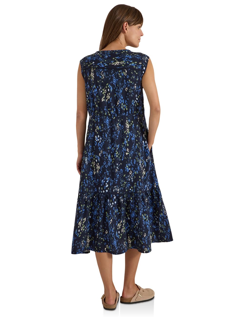 Cecil Damen 1409492 Midikleid mit Split Neck und Print (1er Pack)