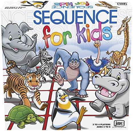 SEQUENCE for Kids -- The 'No Reading Required' Strategy Game by Jax, Multi Color, 11 inches (2-4 players)