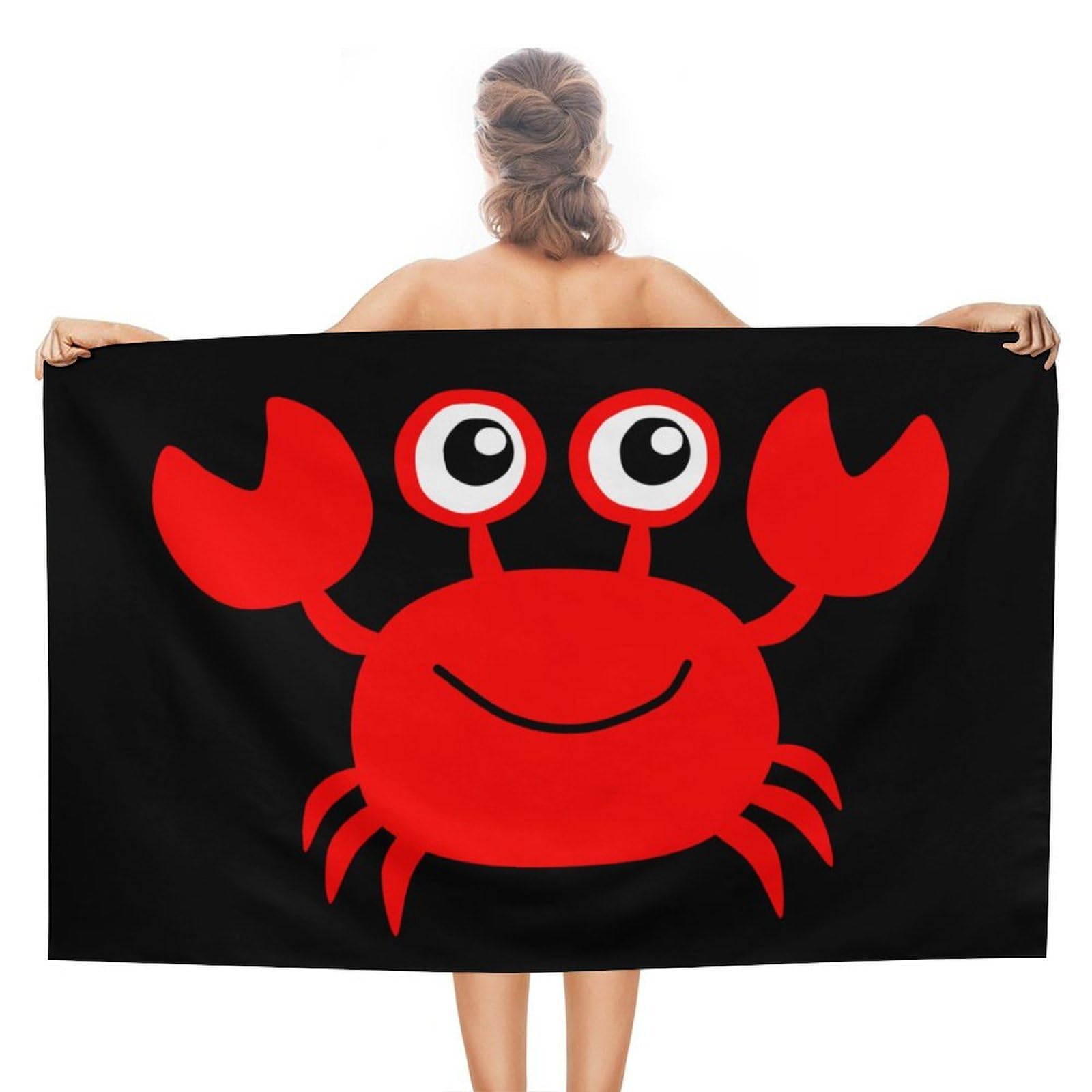 Nclqvjxzkhw Women's Style Cute Crab Beach Towel For Adults Lightweight Bath Towels Swim Travel Gym Sports 130×80Cm