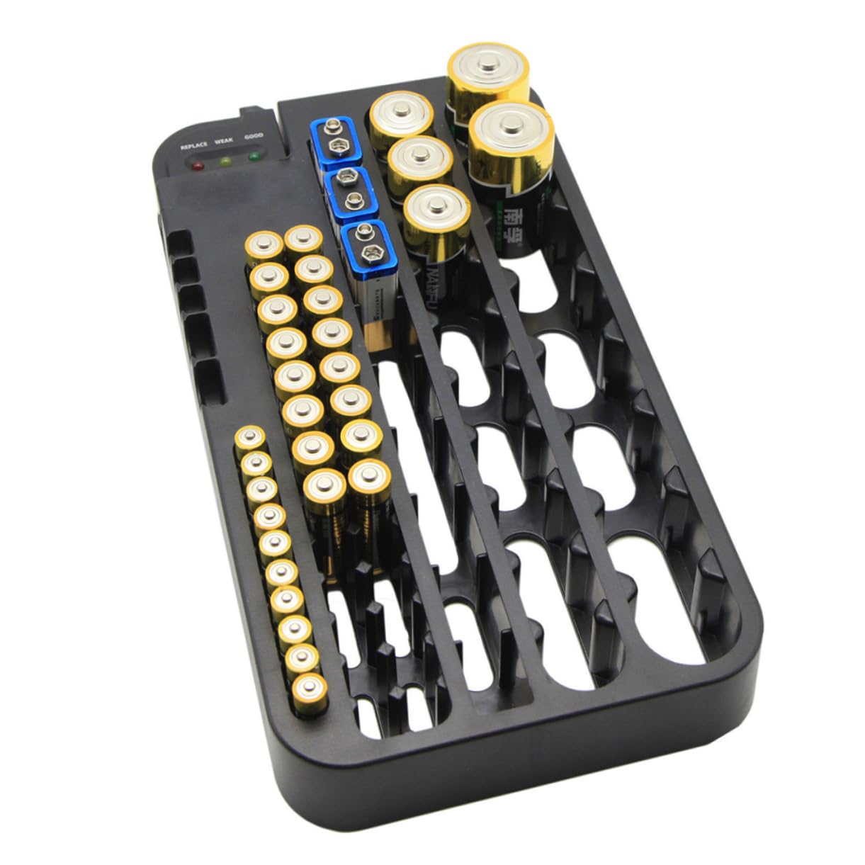 Hemobllo Scatola per Batterie Organizer con Diverse Dimensioni Supporto per Batterie Aaa Aa C Bottone con Tester Rimovibile