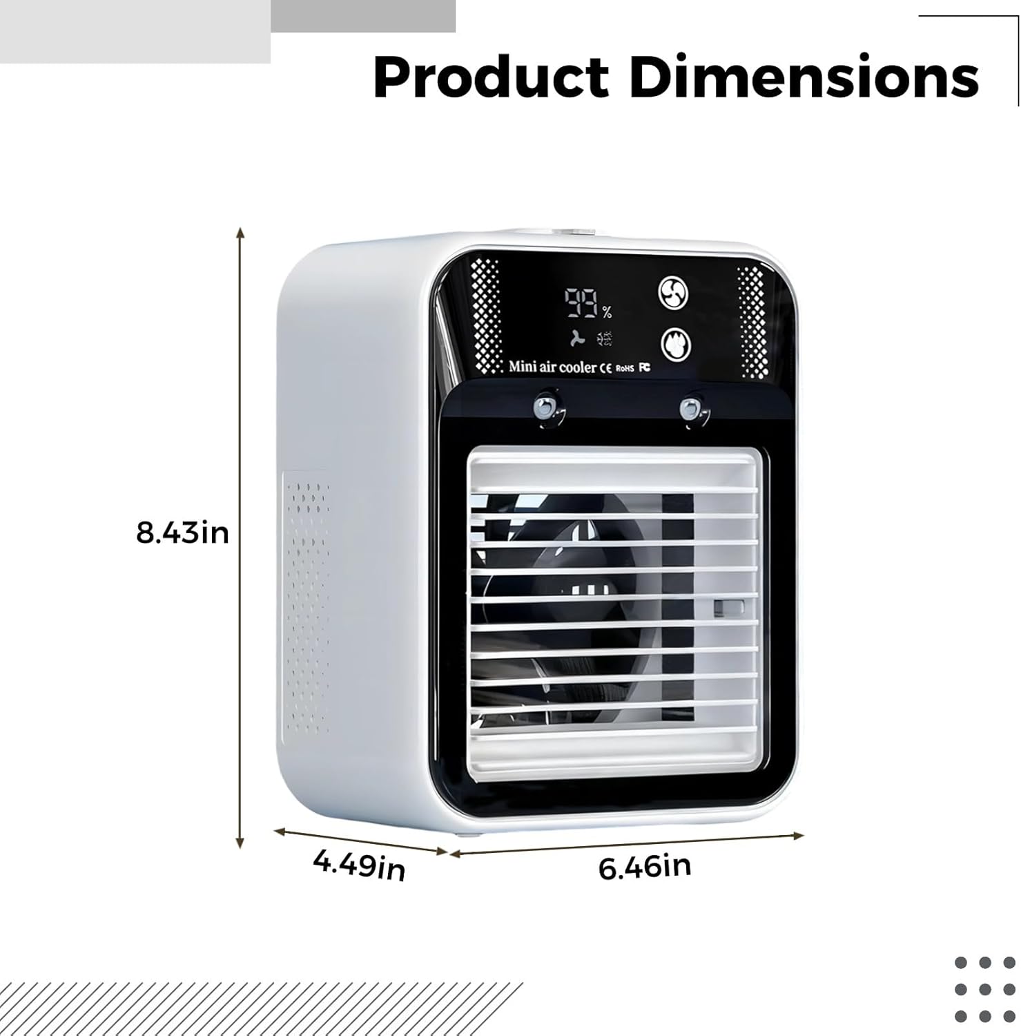 Portable Air Cooler With Spray, 2-Speed Mini Ac For Home/Office, 16.91 Oz Tank