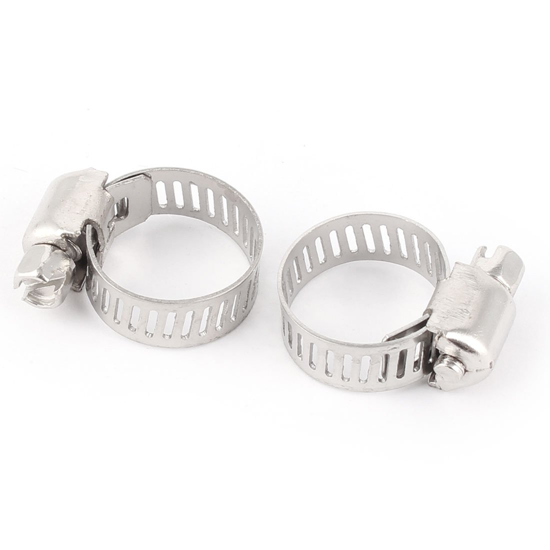 Aexit Stainless Steel Clamps Adjustable Worm Gear Tube Pipe Fitting Clip Hose Clamp Silver Tone 10-16mm Dia Strap Clamps 10 Pcs