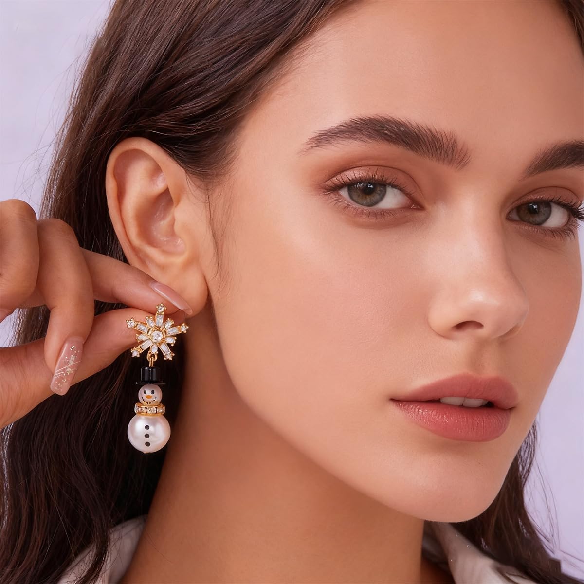 Crystal Christmas Snowman Earrings for Women Colorful Glitter Xmas Snowman Dangle Earring Christmas Cute Holiday Festive Jewelry - Image 4