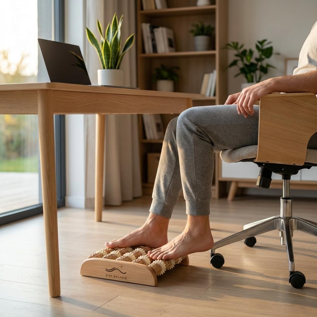 ReflexRoll Fußmassageroller aus Holz, 50 Rollen, 29 cm
