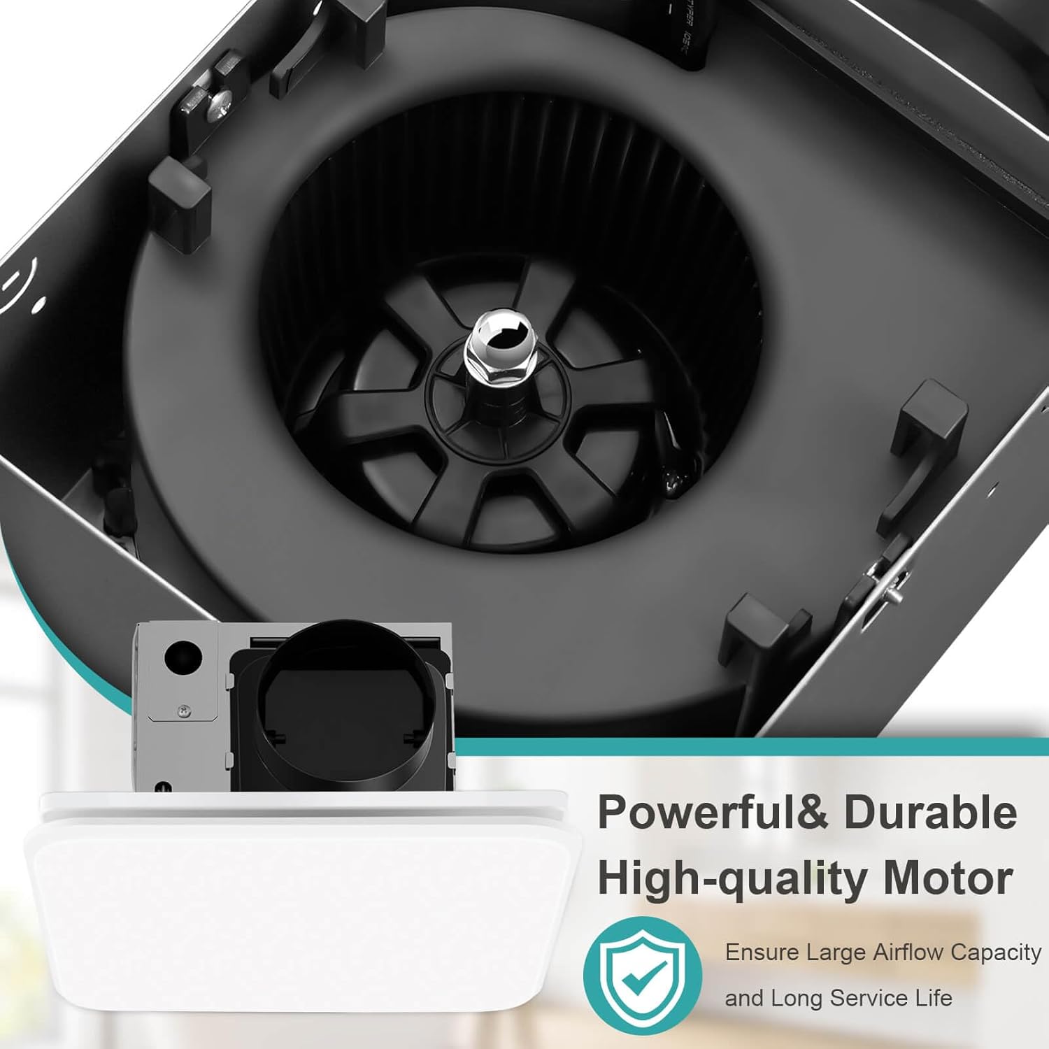 Bathroom Exhaust Fan 110CFM with Hidden Grille Design, 1.0 Sones Urtra Quiet Ceiling Ventilation Fan System - Household Bathroom Extractor Fan for Home/Office/Hotel, 4 inch Diameter Outlet