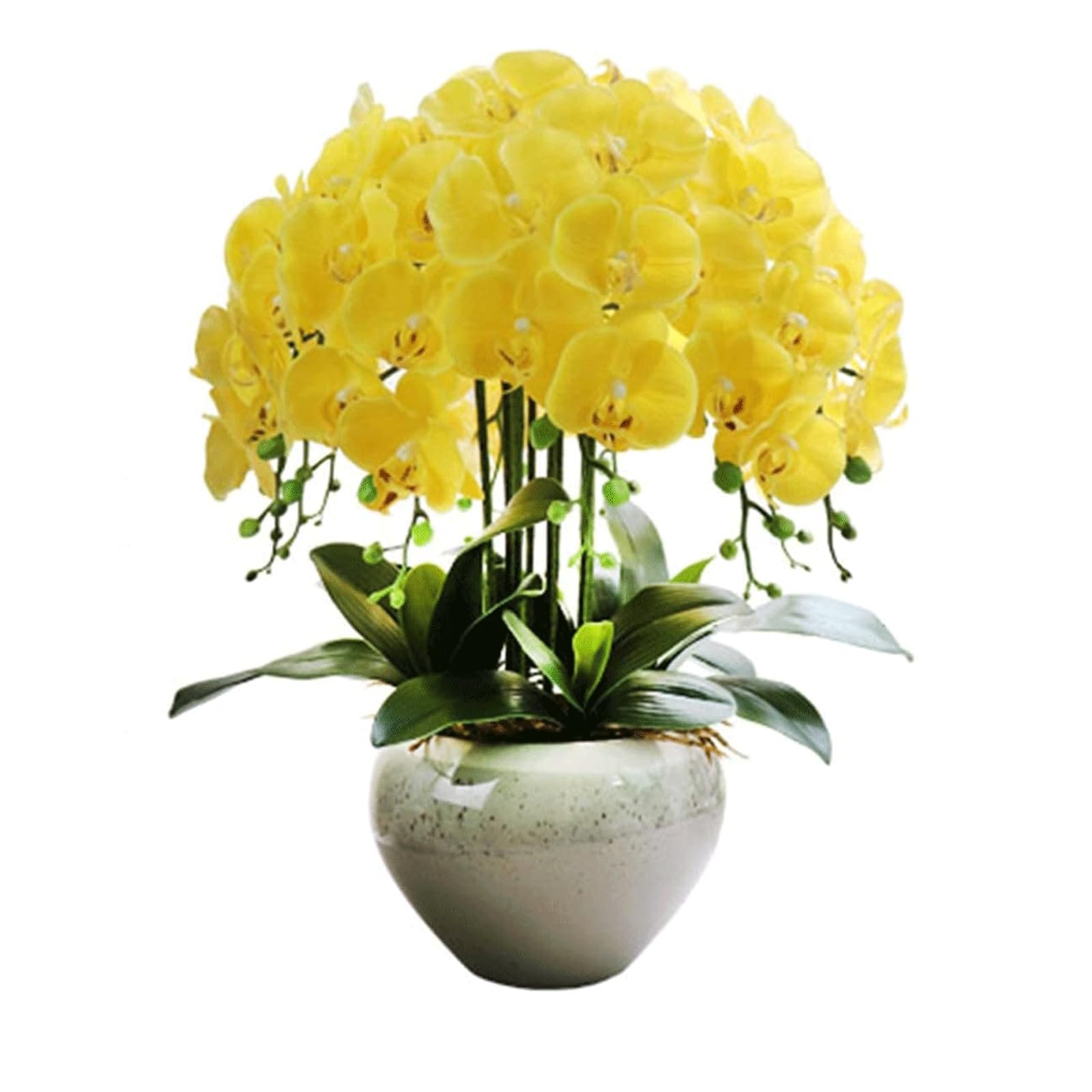 Künstliche Orchidee, 10 Schmetterlinge, künstliche Blumenvasen-Set, Phalaenopsis-Blumen, PU-Gummi, künstliche Blumen, 62 cm, künstliche Orchideen