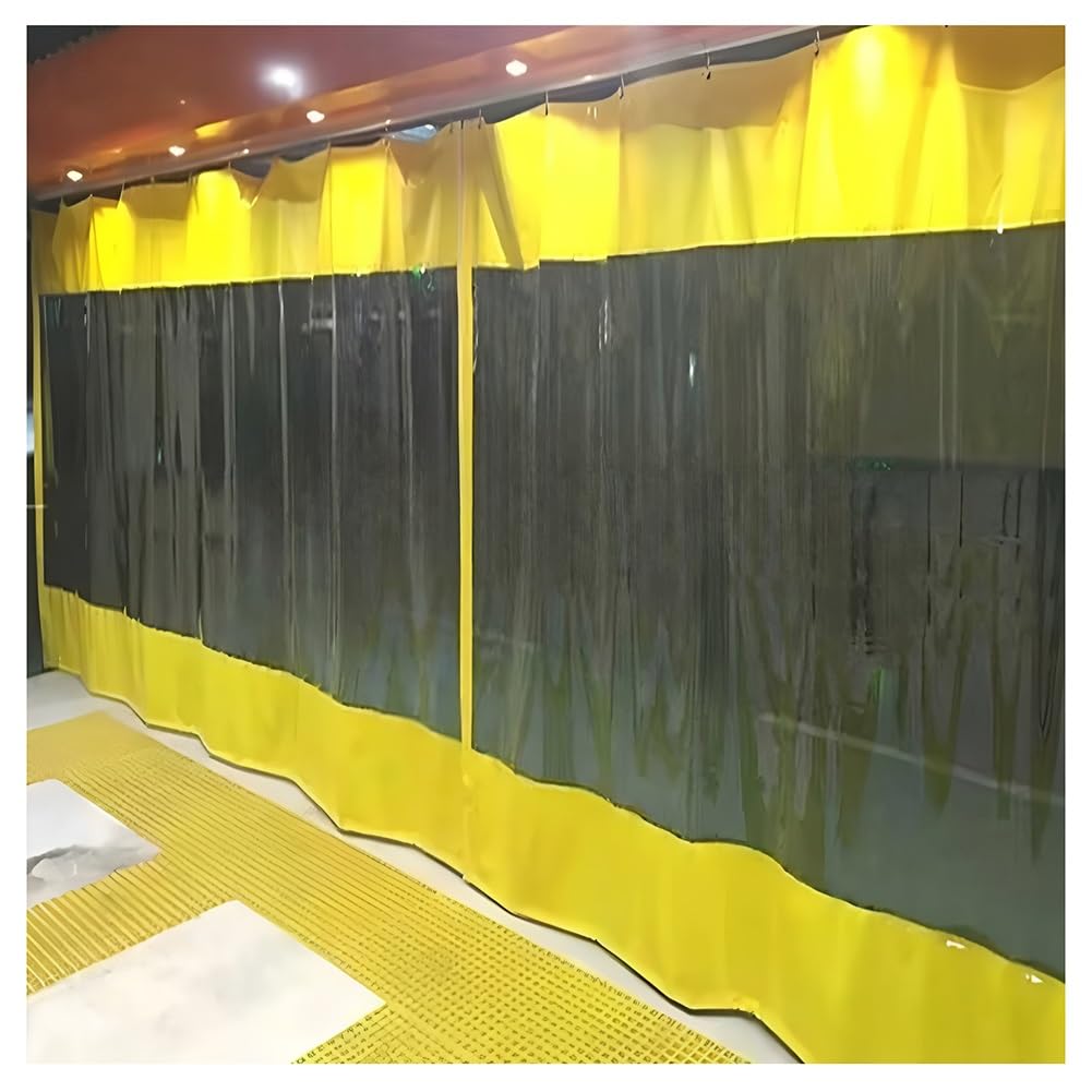 GJMSSMY Heavy Duty Waterproof Tarp Divider Wall for Garage Workshop Car Wash Warehouse Clean Room - 2.4m x 2.4m (7.9ft x 7.9ft) - Yellow Partition