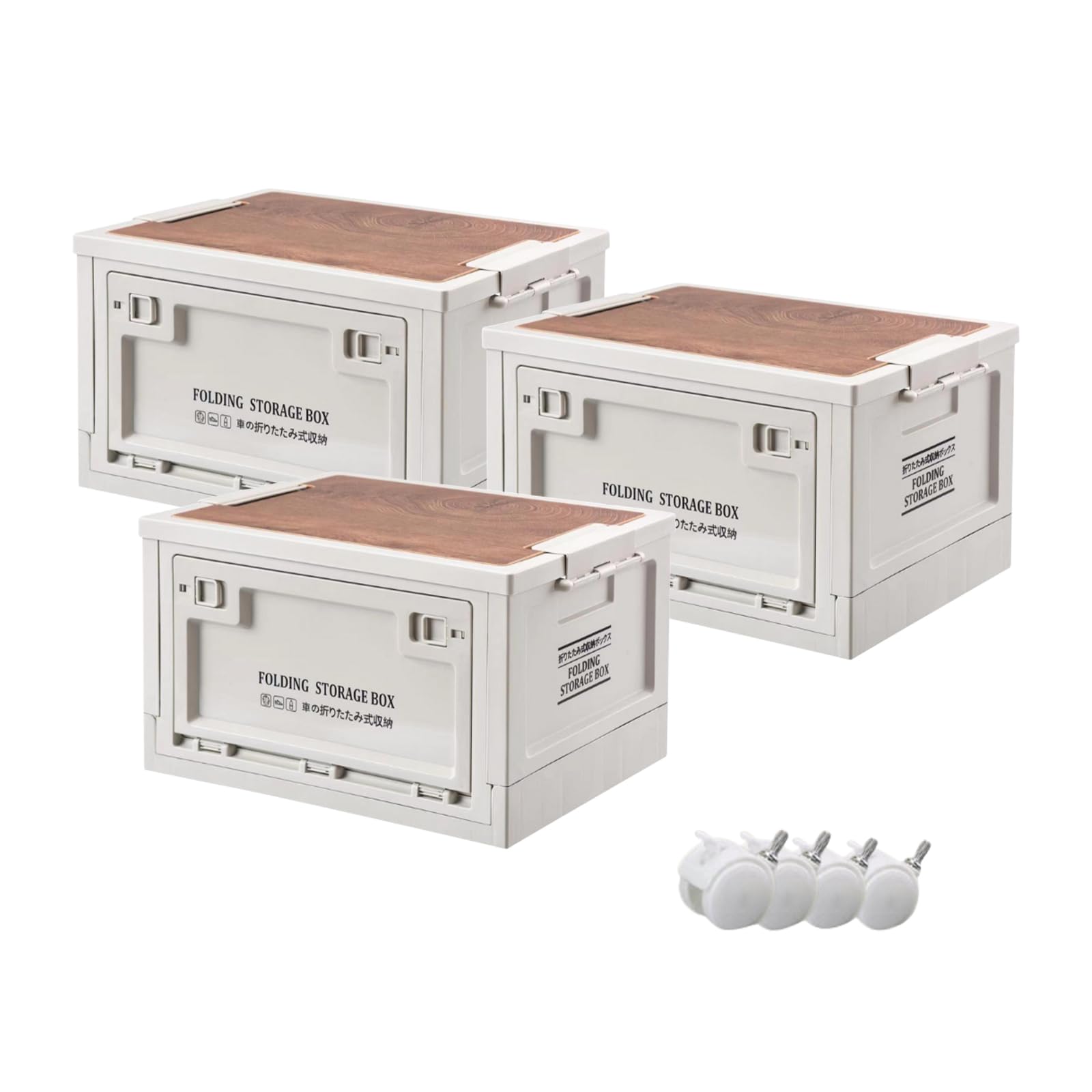 30 L Aufbewahrungsbox,Staubdichte Campingbox,Verschiedene Faltbare Aufbewahrungsboxen mit Griff und Rädern,für den Kofferraum,Aufbewahrungs- und Organisationsboxen für das Auto beim Camping (3)