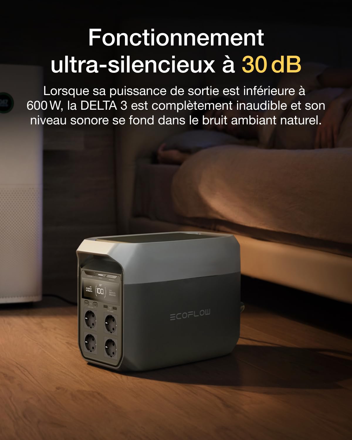 Station électrique portable EF EcoFlow DELTA 3, 1024 Wh de capacité, cellules LFP, 70% de charge en 30 min, extensible jusqu'à 5 kWh, générateur solaire pour camping, RV, l'alimentation de secours