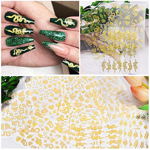 Schlange Nagelkunst Aufkleber, EBANKU 8 Blätter 3D Selbstklebende Nagel Abziehbilder mit Schlange Design Nagelkunst… – Bild 6