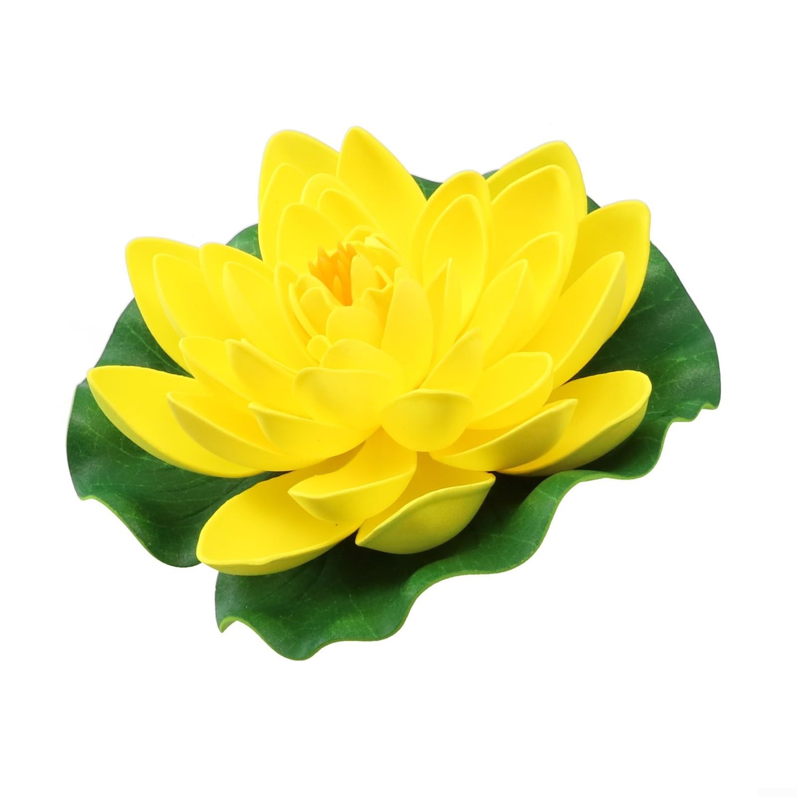 Fleur de lotus flottante artificielle de 17,8 cm - Grand nénuphar pour tampons, étang, piscine, décoration de jardin, aquarium, maison, mariage - 1 pièce - Blanc (jaune)