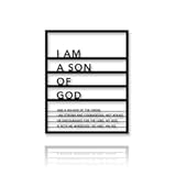 Metal Teen Boy Room Wall Decor I Am a Son of God Wall Art Sign for Boys Bedroom Playroom living Room Bathroom Motivational Sculptures Black