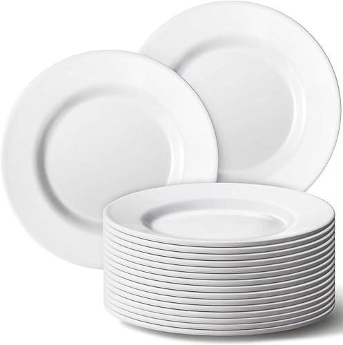 Paquete de 24 platos blancos de postreensalada, platos de melamina, platos llanos pequeños para aperitivos, guarniciones, platos redondos (10