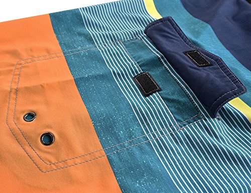 Image of unitop Men's Bathing Board Trunks Beach Shorts Holiday Hawaiian Colorful Striped