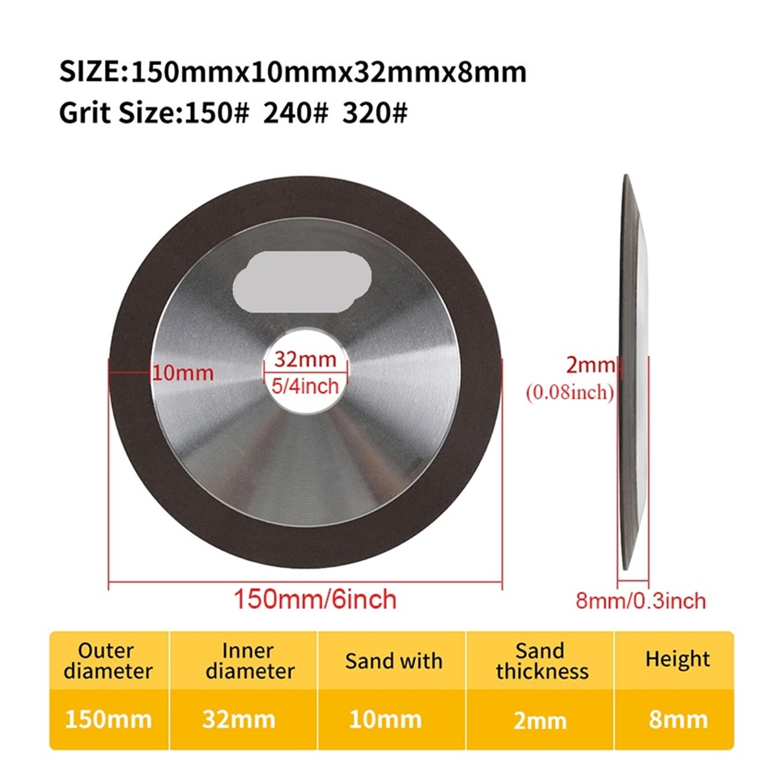 Outil de meule rotative grain 150