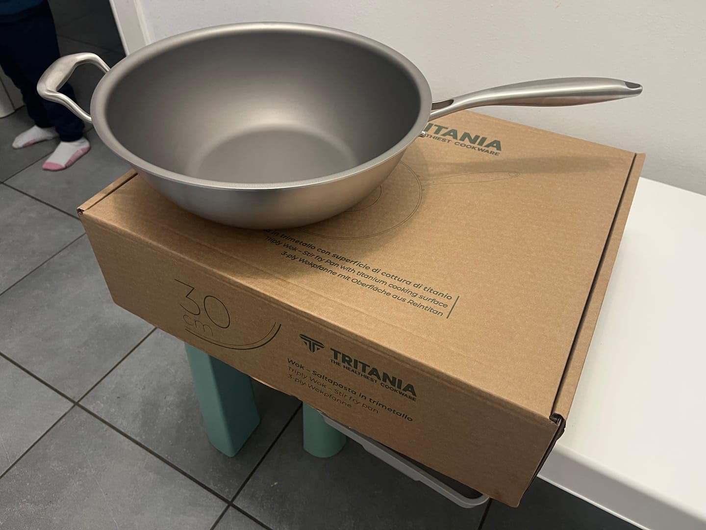 TRITANIA TRIPLY Titanium Wok Saltapasta ∅ 30 cm - Superficie di cottura di puro titanio