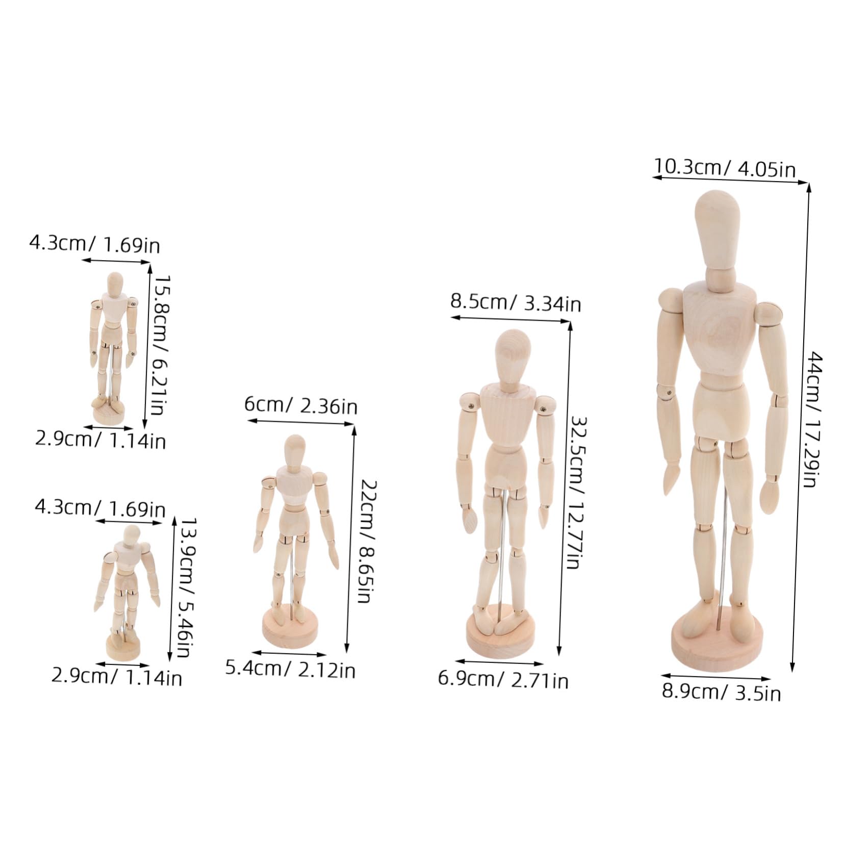 VILLCASE 5 Pièces Mannequin Dessin Articulé avec Support Bonhomme Articulations Précises Modèle Poseable pour Étude et Croquis Artistique