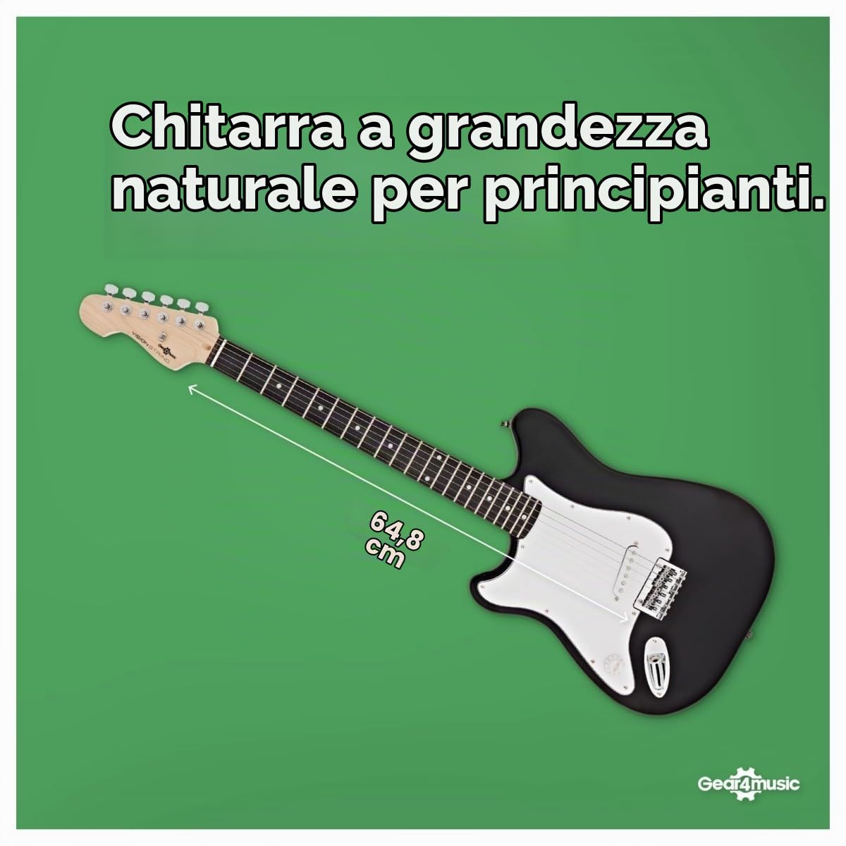 VISIONSTRING Chitarra elettrica mancina e amplificatore Starter Kit 4/4 Dimensione completa Chitarra per principianti Nero