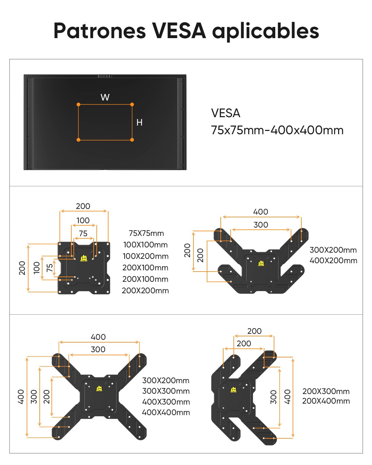 FORGING MOUNT Soporte TV Pared 26-65 Pulgadas con 820mm Brazo Articulado Extralargo, Soporte Pared TV Inclinable y Giratorio con Brazos Tres, Máximo VESA 400x400 mm hasta 35kg