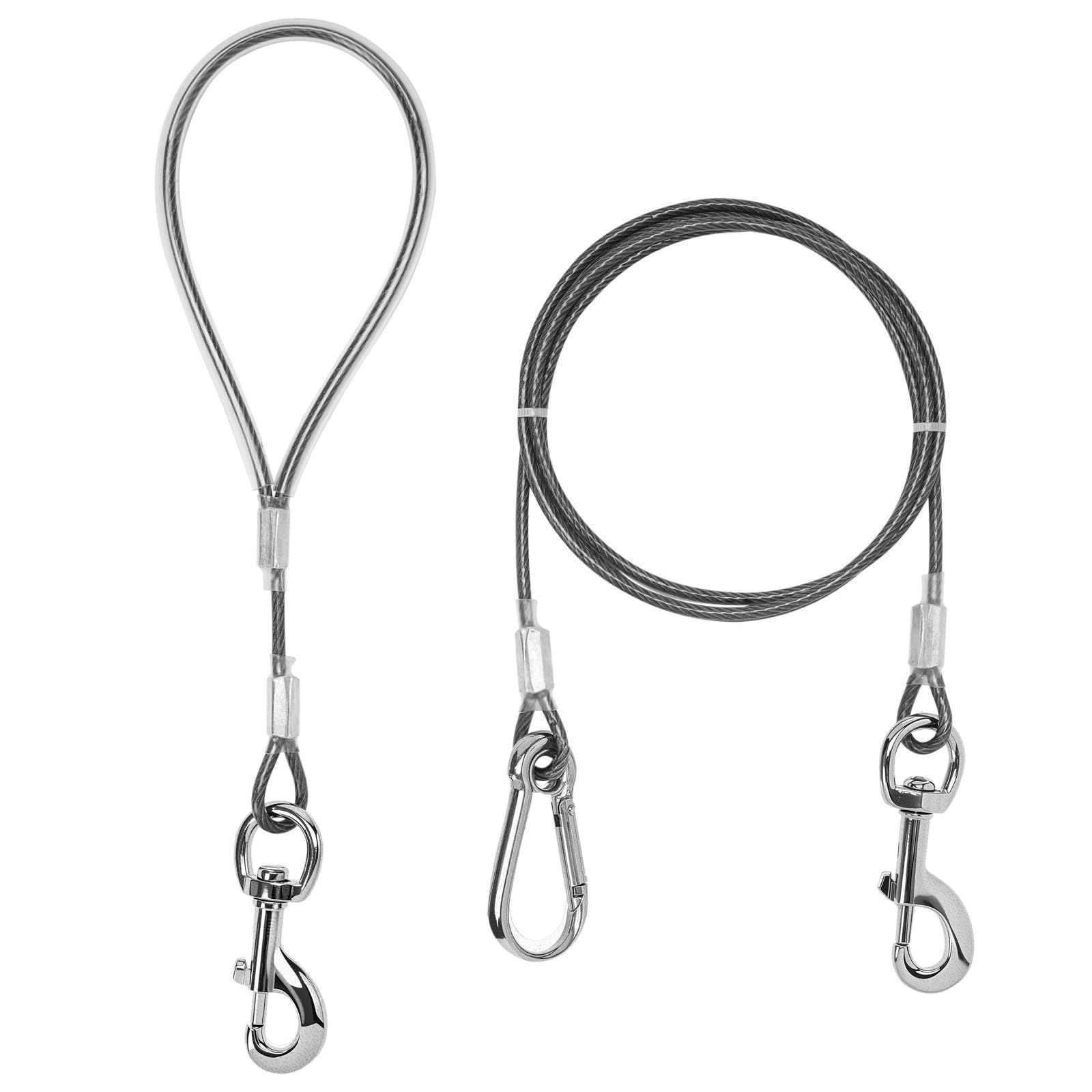 Mi Metty Chew Proof Dog Leash,5Ft Tie Out Cable with Detachable Short Handle,Cable Braided Cord Steel Training Dog Leash for Teething Puppies Small