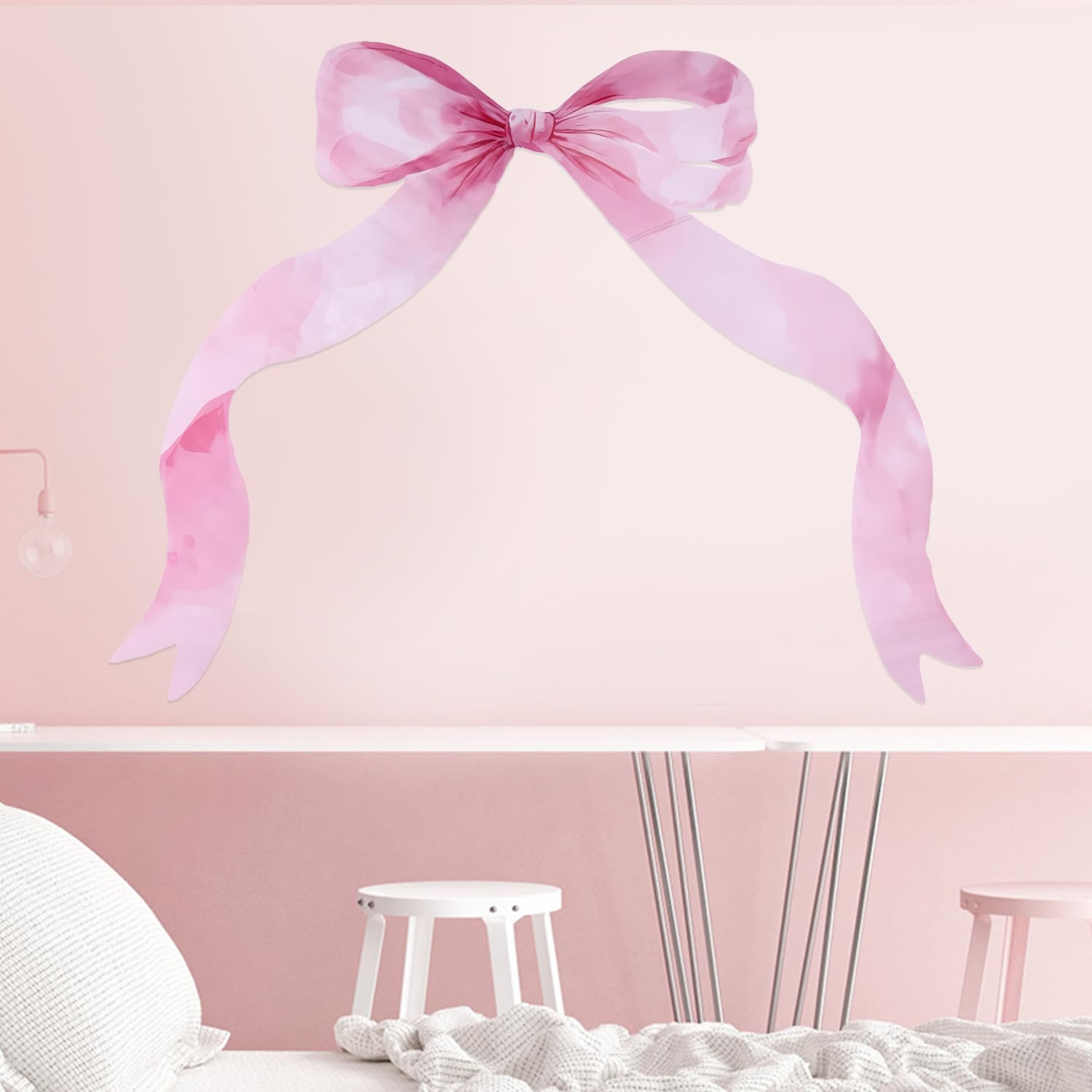 Tinoaly Large Pink Bow Wall Stickers - Image 3