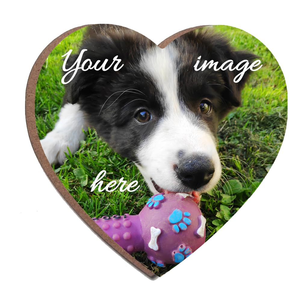 Andska Personalised Photo COASTERS Drink mat Customised Image Text 9 cm Big High Gloss Printed (Love Heart)