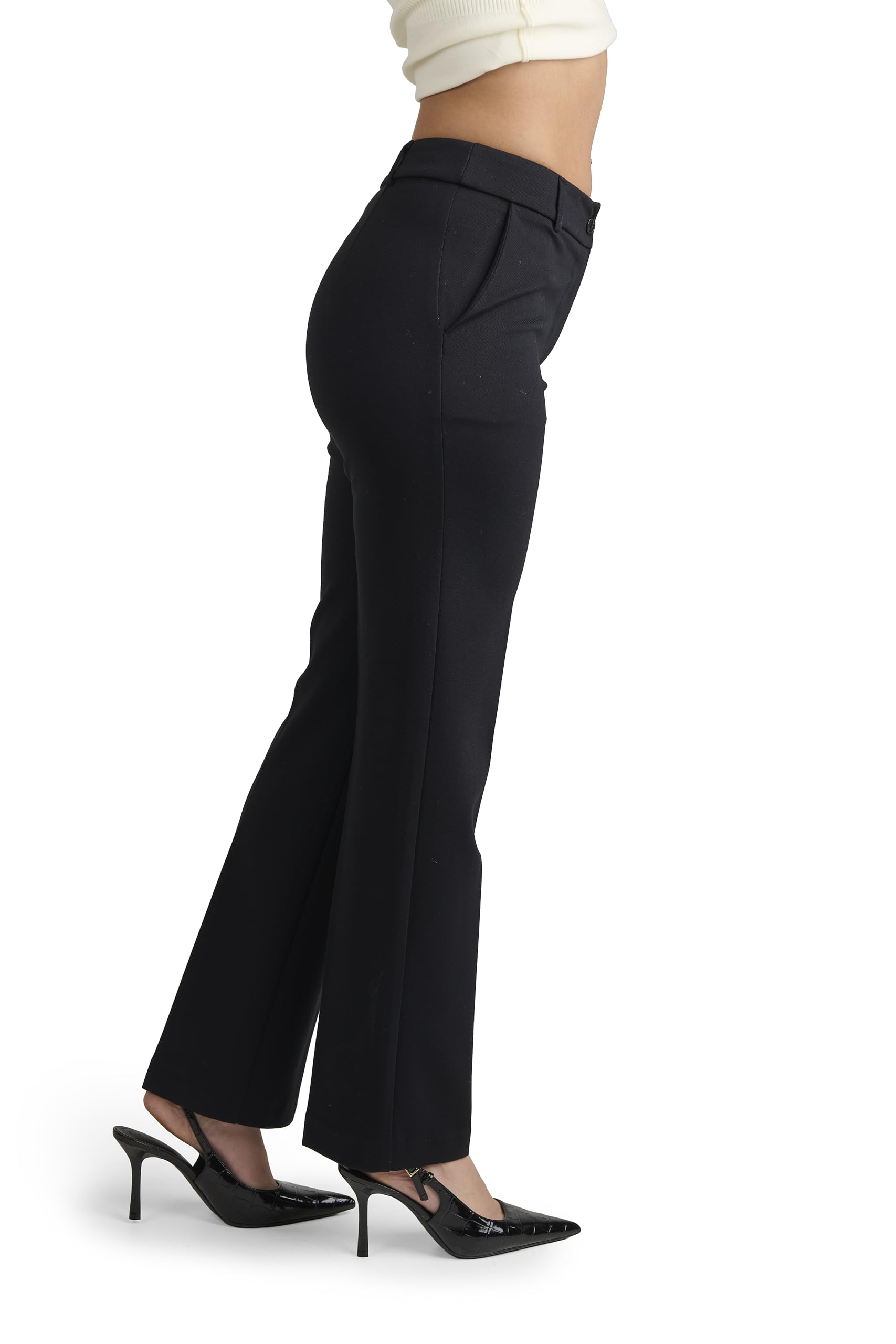 Pantaloni Donna Eleganti Vita Alta, Pantaloni Sartoriali in Poliestere Made in Italy, Pantalone Donna Taglio Classico per Ufficio e Cerimonia