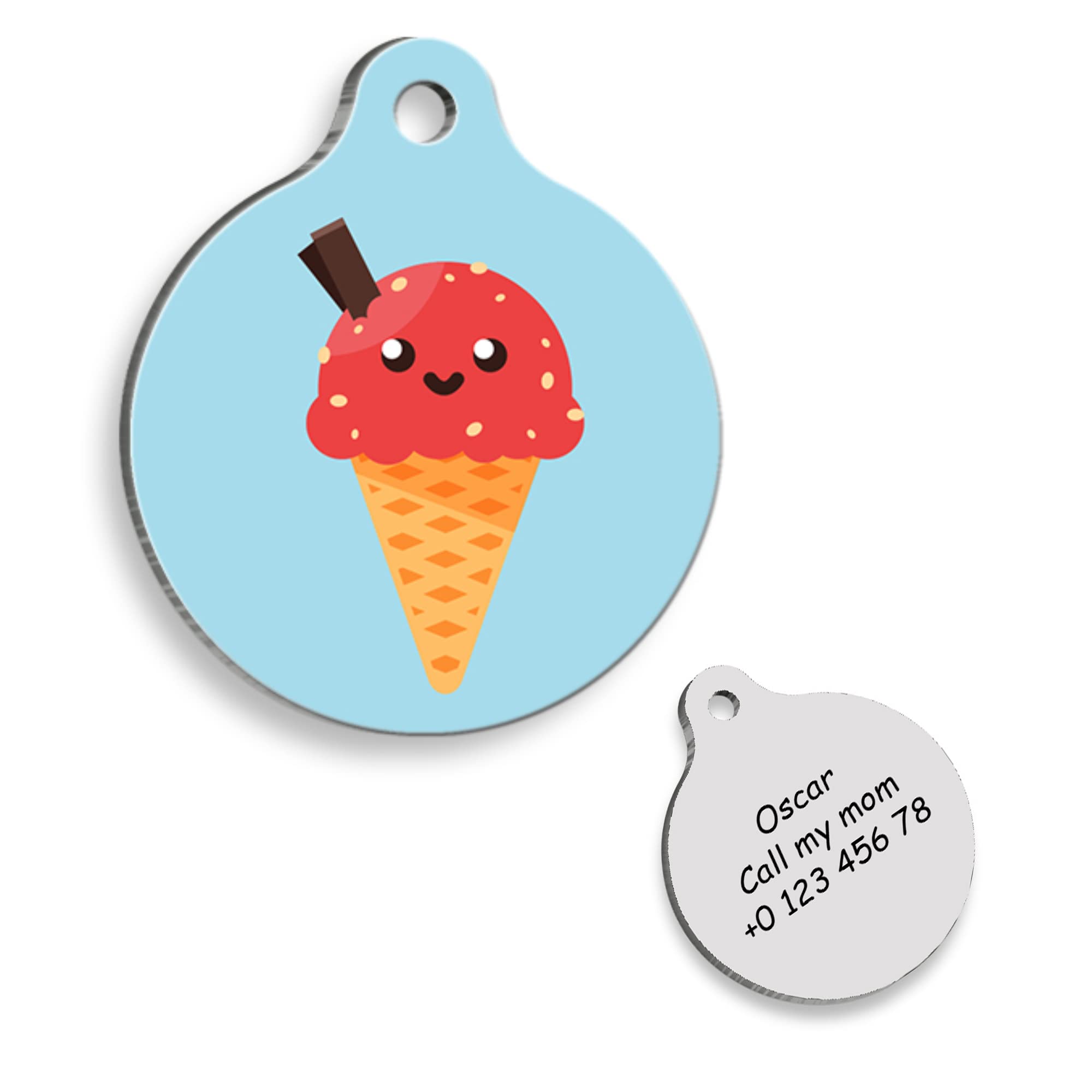 Ice Cream Personalized Dog Tag - Custom Name Tag - ID Tag for Dog & Cat - Customized Pet Tags - Dog & Cat Name id Tag - Dog Name Tag - Engraved Dog Tag