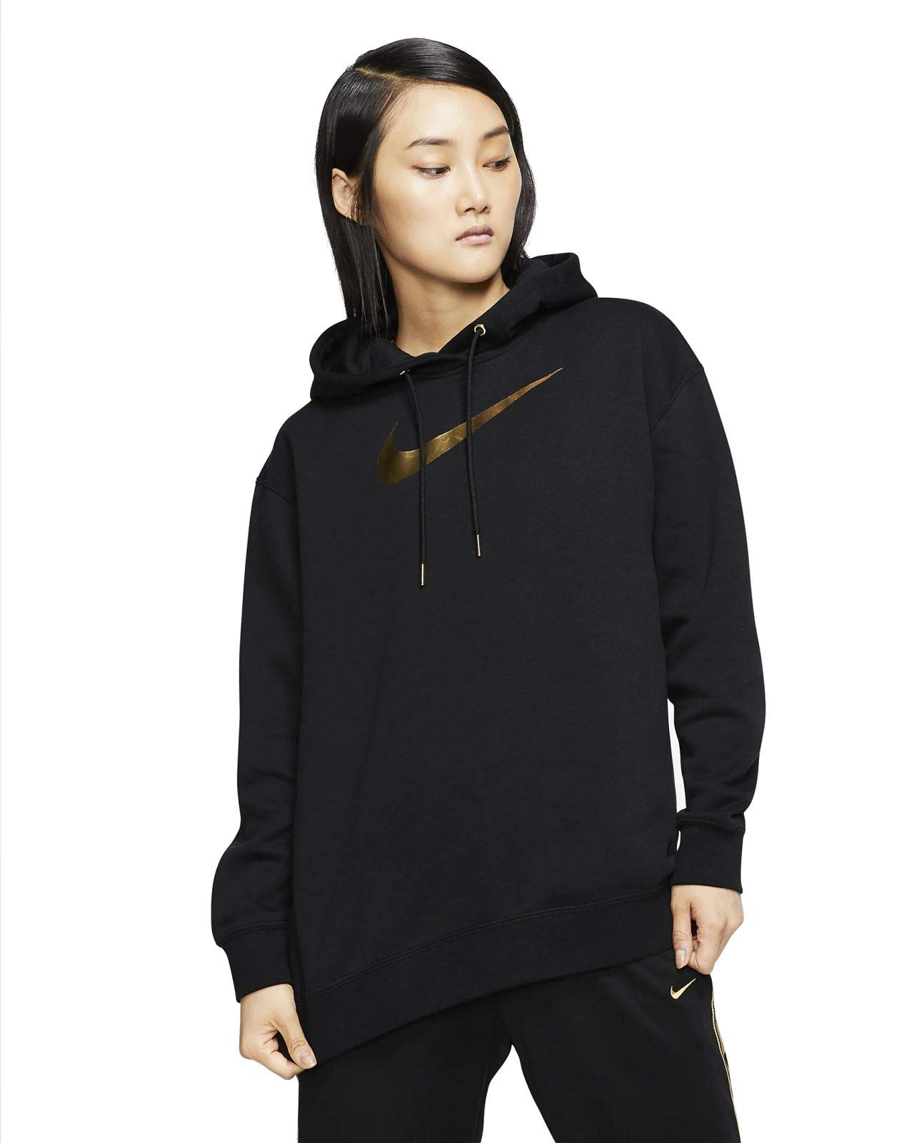 NIKE BB Shine Sweatshirt - Black/Black/Metallic Gold, Small