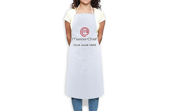 savri Personalized Customized Kitchen Apron with Name and Master Chef Logo - Gift for Hobby Cooks, Men, Women, Mother, Wife, Husband, Father, Girlfriend, Sister, Boyfriend - Custom Cooking - White