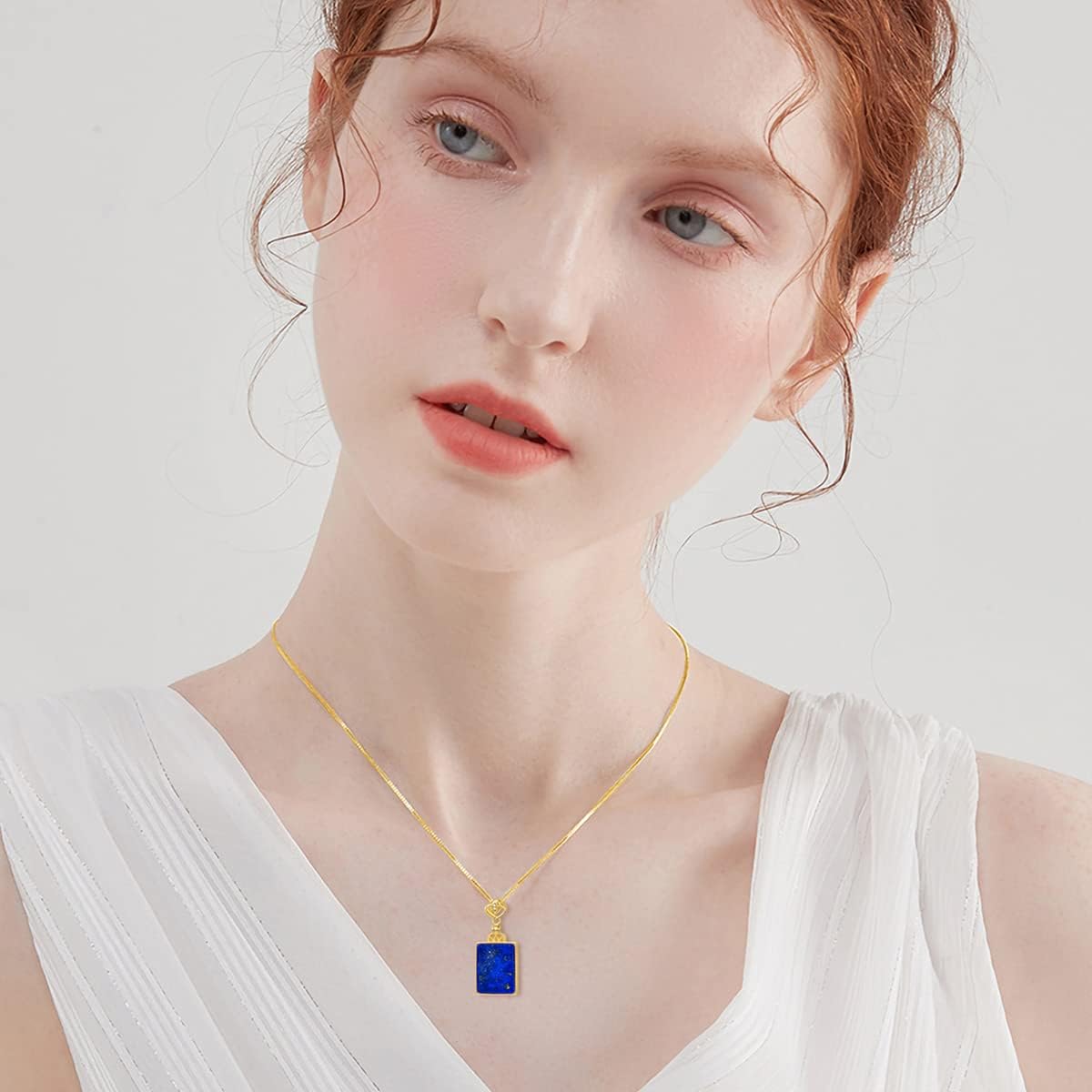 VONALA Lapis lazuli/Turquoise Necklace Jewelry Sterling Silver Blue Lapis/Turquoise Pendant Necklaces Boho Gifts for Women - Image 5