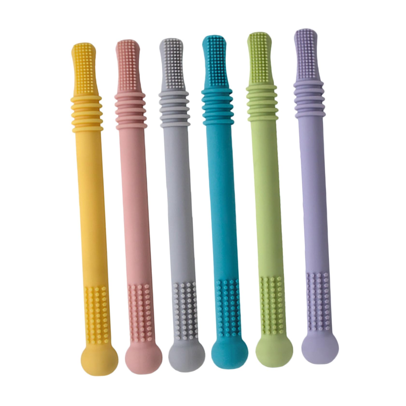 Cannucce da Dentizione Tubolari 6 Pezzi in Silicone per Bambino Bambina | Favorisce Presa e Sviluppo Sensoriale, per Regalo Nascita o Compleanno, Formato Morbido e Leggero