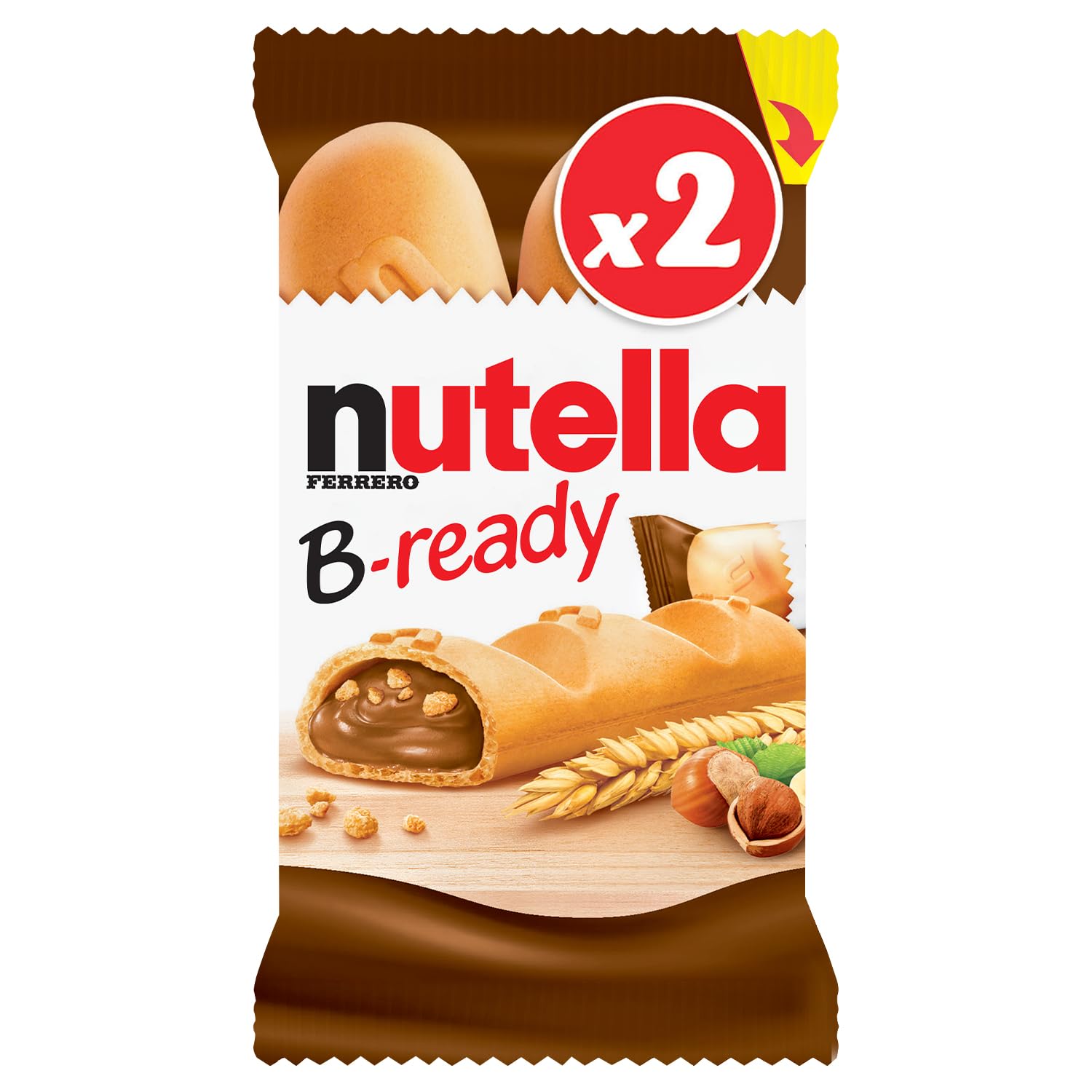 Nutella B-ready – Biscuits Fourrés à la Pâte à Tartiner Nutella® – Gaufrette pour le Goûter – 24 x 2 barres