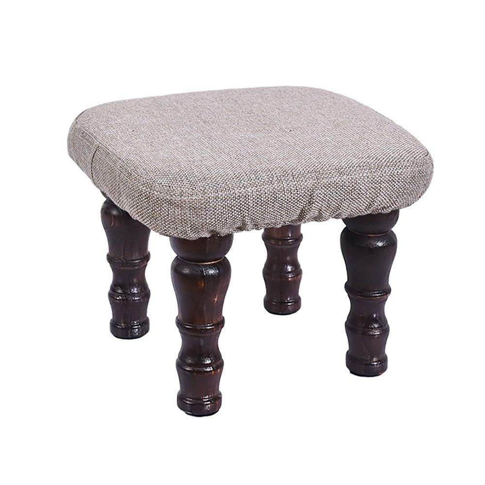 Tabouret en bois massif et tissu gris au design rétro européen raffiné