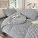 LifeTB Black White Gingham Duvet Cover Queen 100% Washed Cotton Modern Soft Grid Duvet Cover 3 Piece Vintage Plaid Checkered Comforter Cover Farmhouse Gingham Bedding Set Breathable