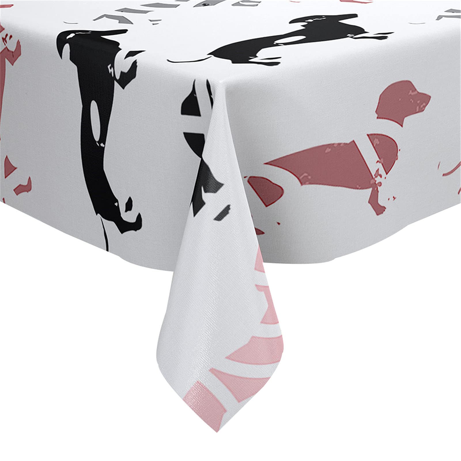 Morbuy Pink Dachshund Table Cloths Rectangular Waterproof, 3D Dachshund Print Tablecloths Stain Resistant Tablecloth Wipe Clean Table Cover For Decorations Kitchen Garden Party (,90X90cm)