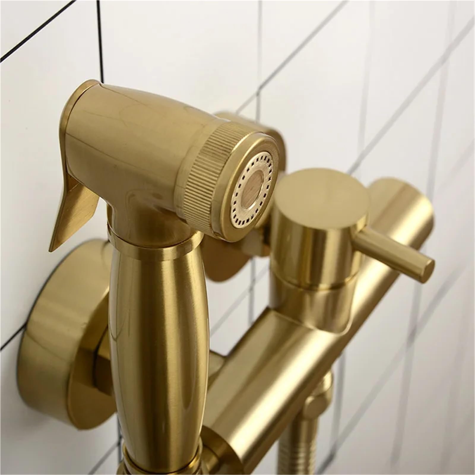 Kit rubinetto bidet caldo/freddo oro spazzolato
