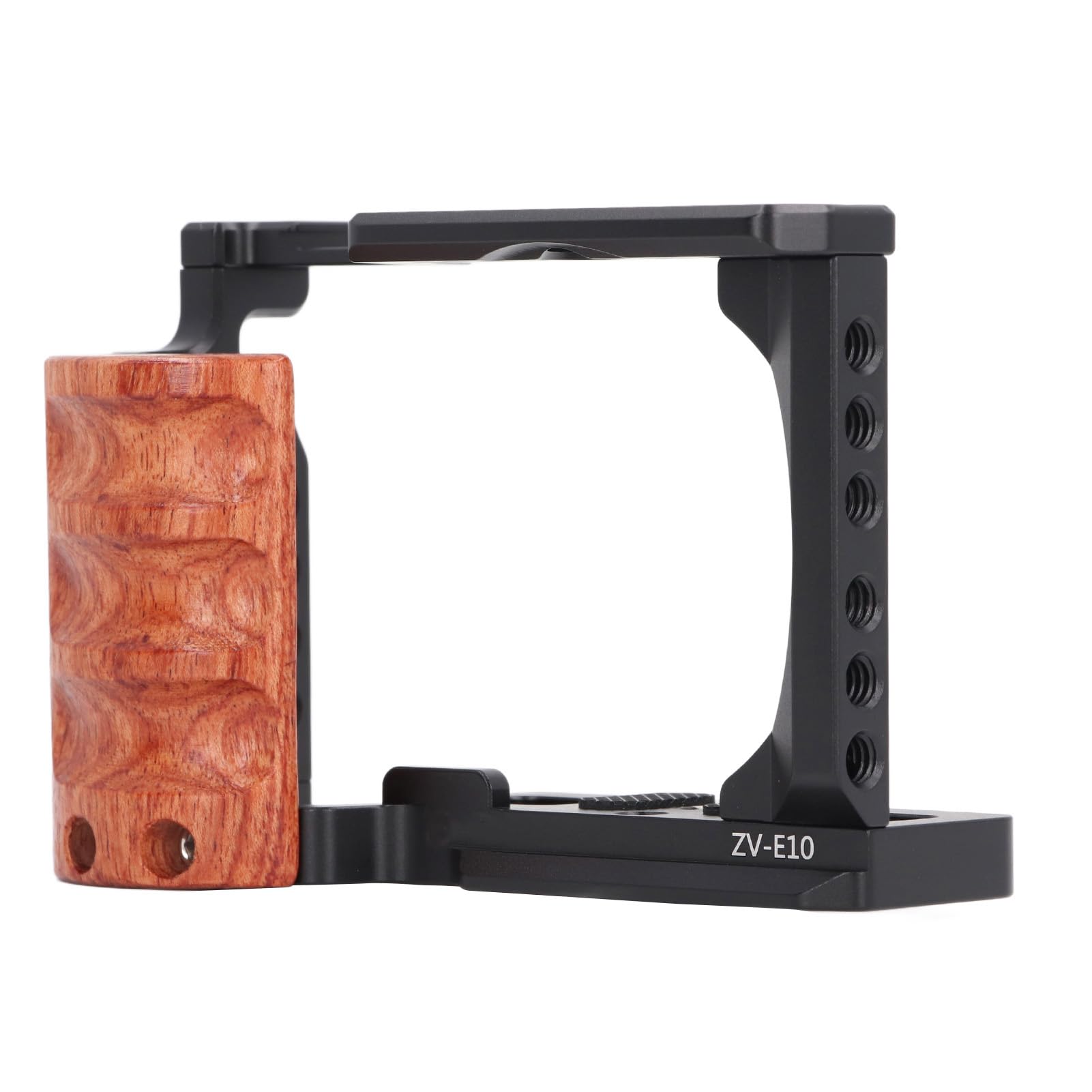 Cage En Alliage D'aluminium Avec Poignée En Bois Pour Sony ZV-E10 - Compatible 1/4", 3/8" Et Griffe Froide