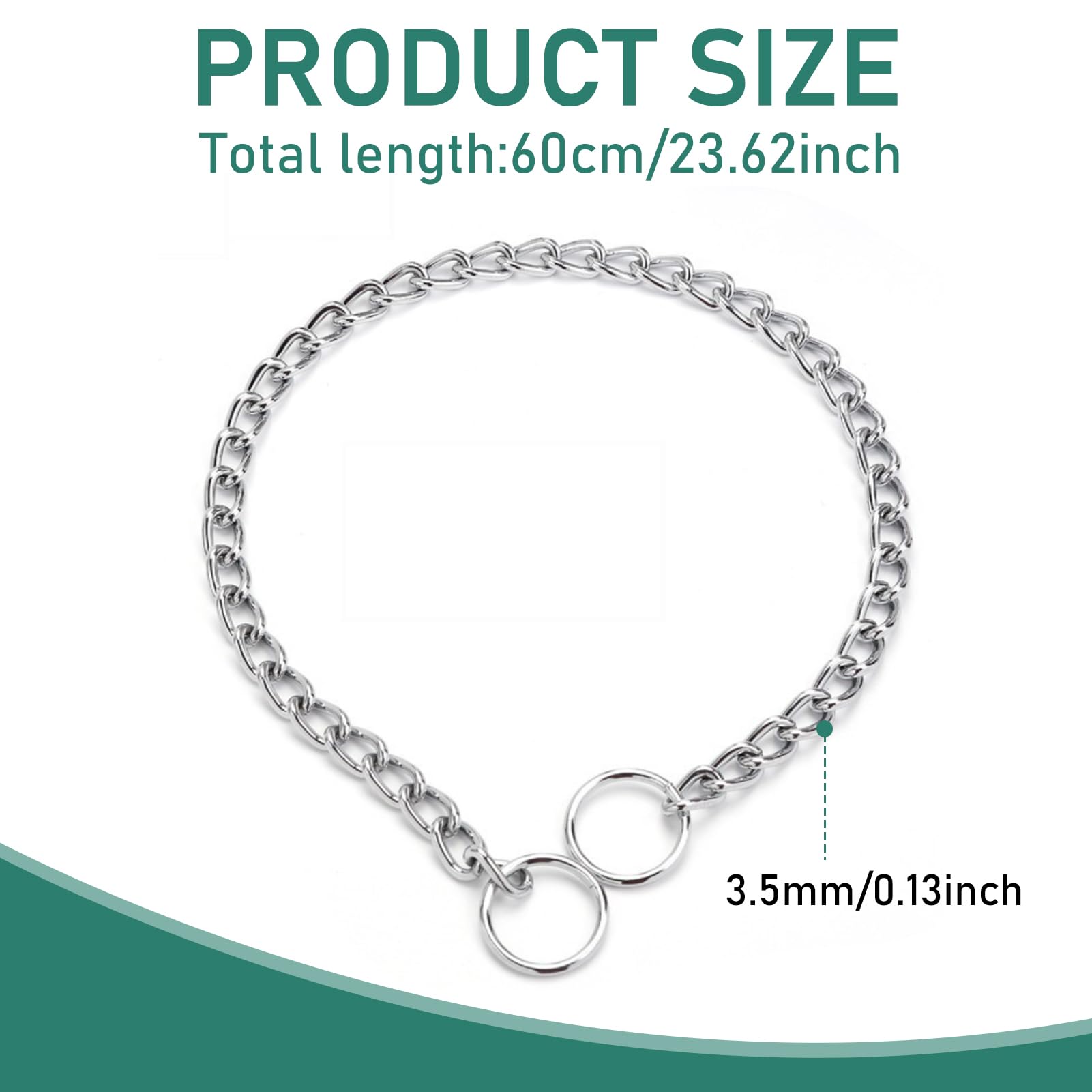 Dog Chain Collars 60cm, Silver - Image 2