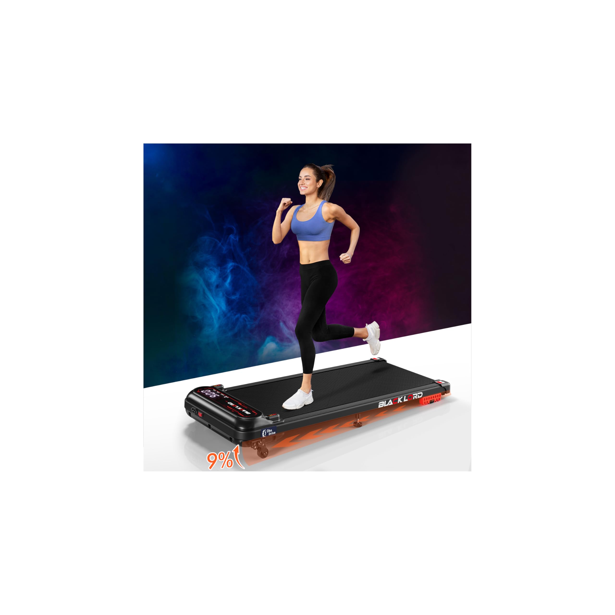Elektrische loopband met LCD-display, opvouwbaar fitnessapparaat 1-6 km/u, stevig