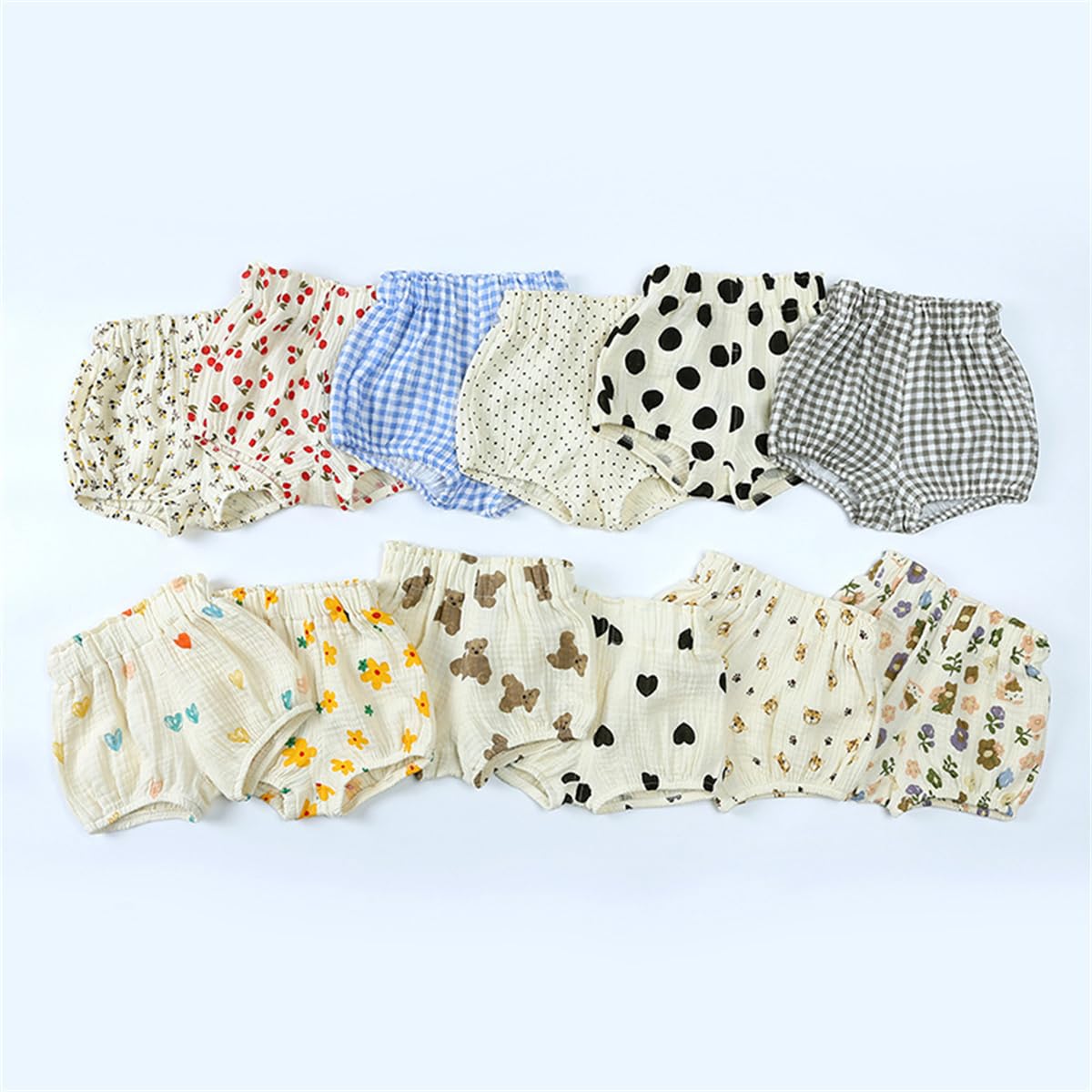 Lot de 3 Shorts en Coton et Lin pour Bébé Fille Garçon Bloomers Couvre-Couche Mignon Culotte sous-vêtements Souple Pantalon Court Short Vêtements d'été pour Tout-Petits Enfants 6 Mois-4 Ans