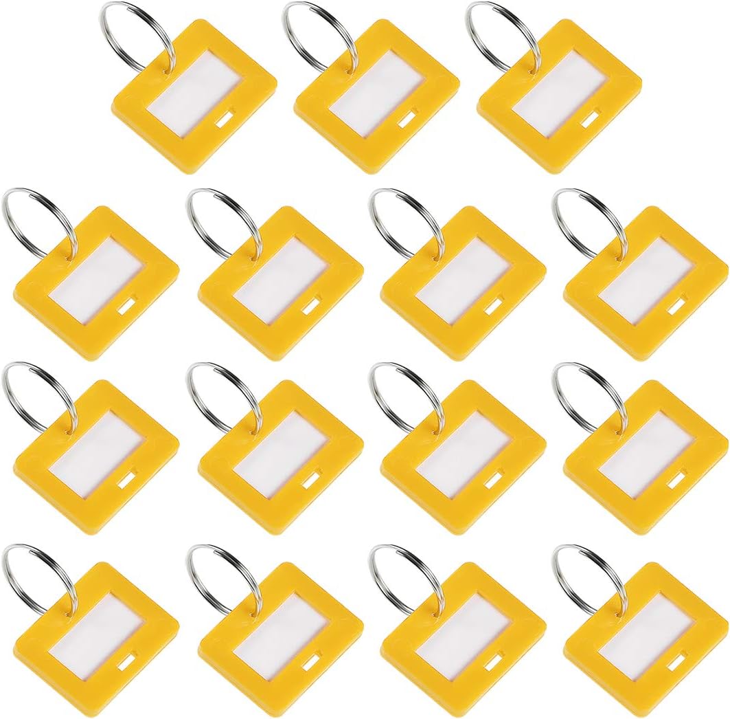 sourcing map Plastic Key Tags with Split Ring Keychain ID Luggage Label